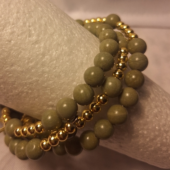 Ireland Made Genuine Connemara Marble Coil Bracelet Green Gold Beads 🇮🇪 NWT - Picture 6 of 8